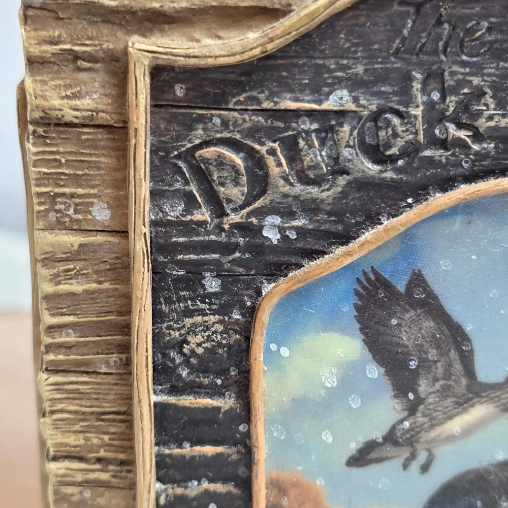 Rustic Lodge Wildlife Tissue Box Cover Resin Faux Wood Deer Duck Dog Cabincore